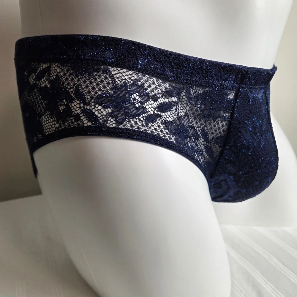 Cosabella Never Say Never Mens Metallic Micro Brief Nocturnal Blue